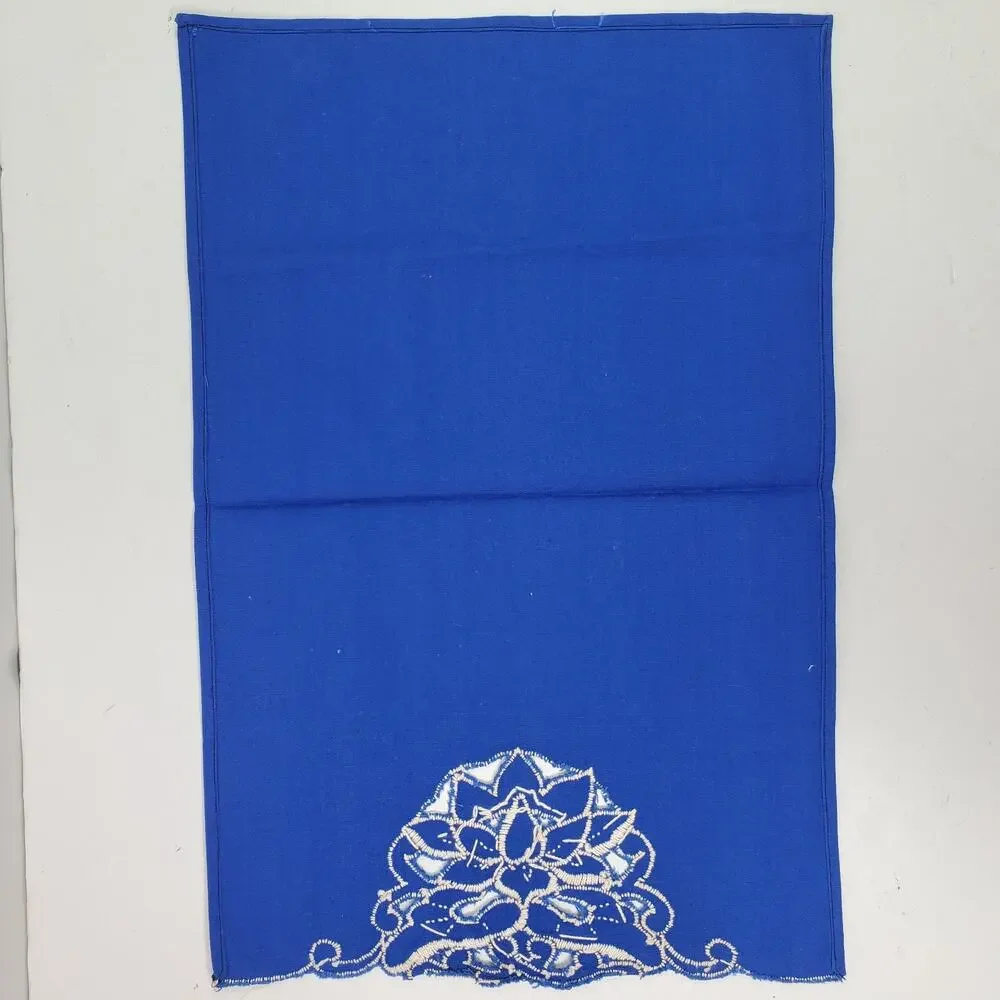 Vintage Hand Towel Blue w/ Embroidery 20x13 Inch